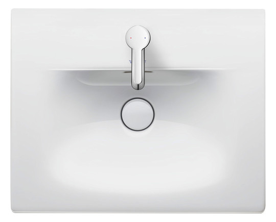 Duravit Möbel-Handwaschbecken Viu 53x43cm, mit Überlauf, Hahnlochbank, mit Hahnloch, weiß WonderGliss