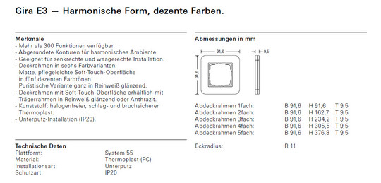 Rahmen 2f sand/rws Gira E3 Kst Unterputzmontage