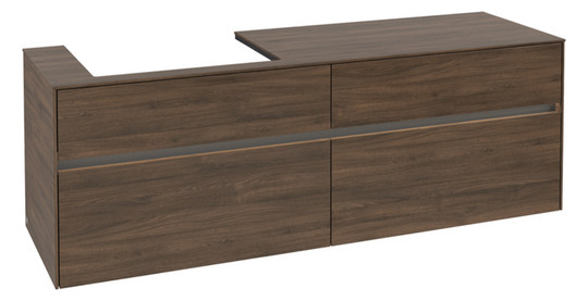 V&B Waschtischunterschrank Collaro 160x54,8x50cm, Waschtisch links, LED-Beleuchtung 12W, arizona oak