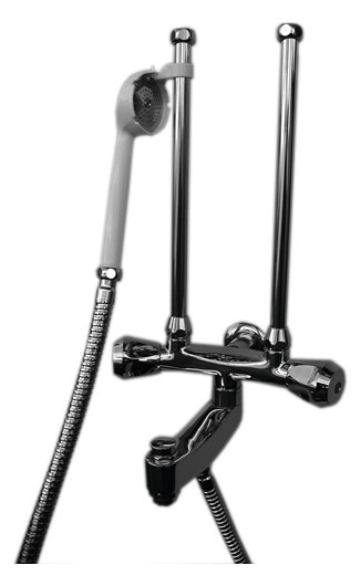 KWC Zweigriff-Armatur Kuri verchromt, NW 3/8", Niederdruck, für Wanne, mit Handbrause