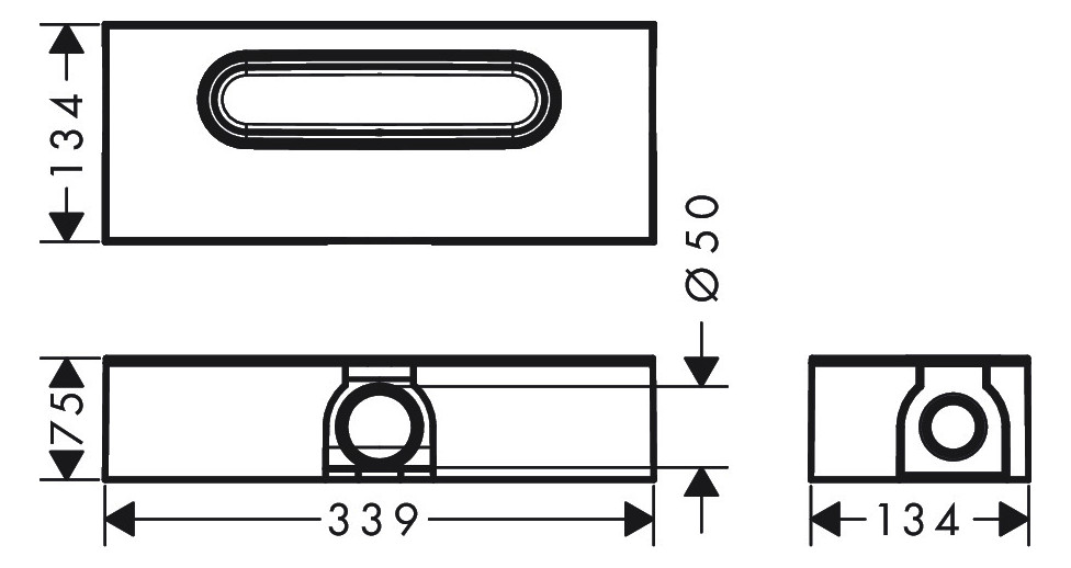 hansgrohe uBox universal Ablaufgehäuse DN 50, für Standardinstallation