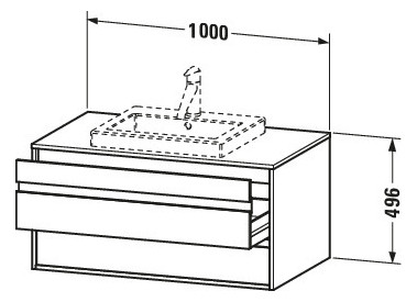 Duravit Waschtisch-Unterschrank Ketho 100 x 55 cm, Eiche terra, für Einbauwaschtisch mittig, 2 Schubkästen