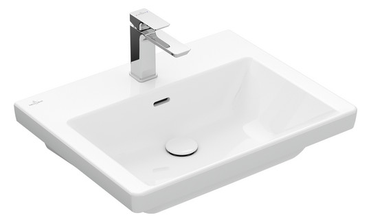 V&B Schrank-Waschtisch Subway 3.0 60x47cm, eckig, Unterseite geschliffen, mit 1 Hahnloch/mit Überlauf, stone white C-plus