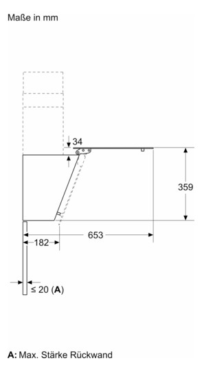 Wandesse 790mm sw A 60dB 430cbm/h Ø150mm LED 3st Uml T325mm