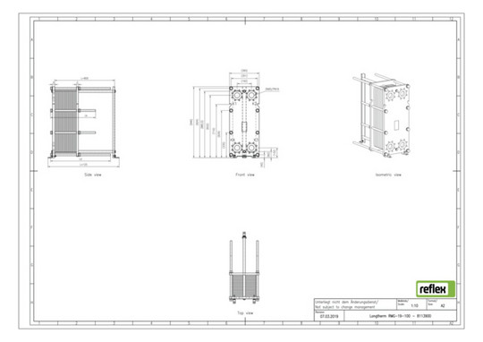 Reflex Wärmetauscher Longtherm RMG-19-100 Plattenzahl 100, geschraubt, Edelstahl