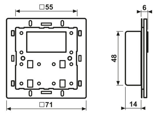 Bedienelement KNX KNX UP LS Kst sw UP Manuelle Sollwertverstellung Status-LED