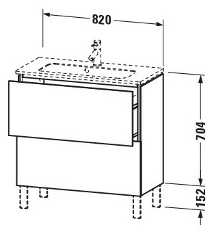 Duravit Waschtisch-Unterschrank Compact L-Cube 82 x 39,1 cm, weiß matt, 2 Auszüge, stehend