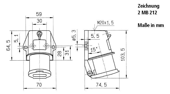 CEE-Aufbaugerätestecker 3p 16A 16A IP44 230V/bl 6h Schraubkl rechtw Kst