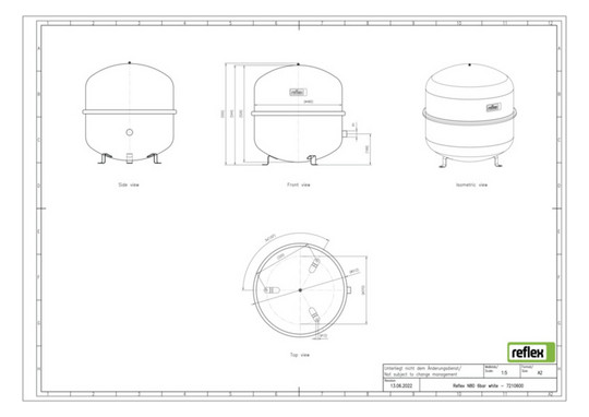 Reflex Membran-Druckausdehnungsgefäß N N 80, 6 bar/70 °C, R 1, weiß