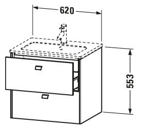 Duravit Waschtisch-Unterschrank Brioso 62 x 47,9 cm, chrom/Leinen, 2 Schubkästen, wandhängend