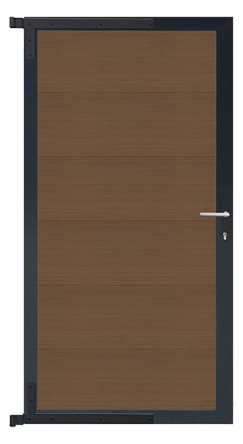 Bild MAX-XL-Tor-Komplettset 90 x 173 cm, Füll ung teak Rahmen anthrazit - n.a.-0