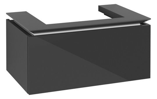 V&B Waschtischunterschrank Legato 80x38x50cm, Waschtisch mittig, Glossy Grey