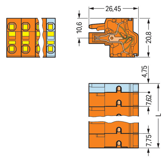 Klemmleiste 12p or Serie 231 16A 7,62mm 0,2-2,5qmm Thermopl Federzugans