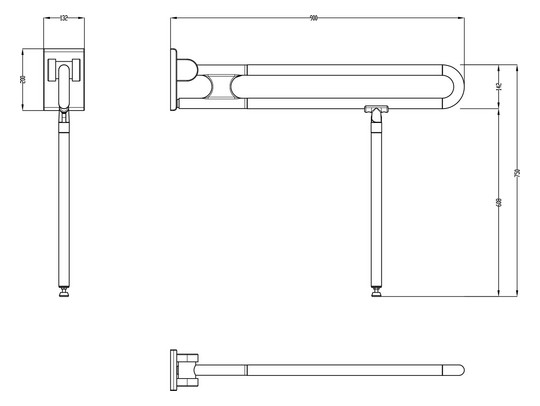 Normbau Stützklappgriff Nylon Care 750mm, 900 mm, taupe