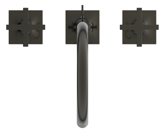 Ideal-Standard 3-Loch-Waschtisch-Armatur Joy Neo Kreuzgriffe, Ausladung 168mm, mit Metall-Ablaufgarnitur, magnetic grey