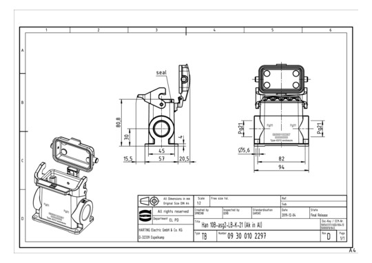 HART HARTING HAN 10B-ASG2-LB 09300102297 