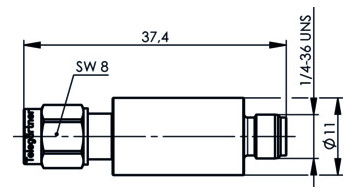 Koax-Kupplung SMA Stecker/Buchse 6Ohm ger