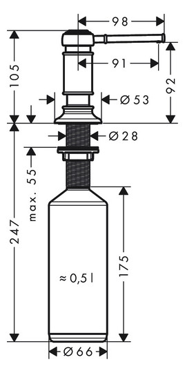 hansgrohe Spülmittelspender Einbauversion, Ausladung 91mm, chrom