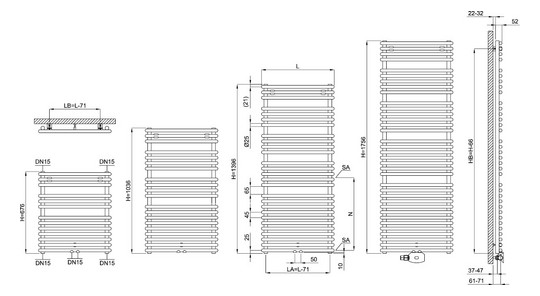 Bemm Elektro-Badheizkörper Cobo 1 676 x 601 mm, silbermetallic