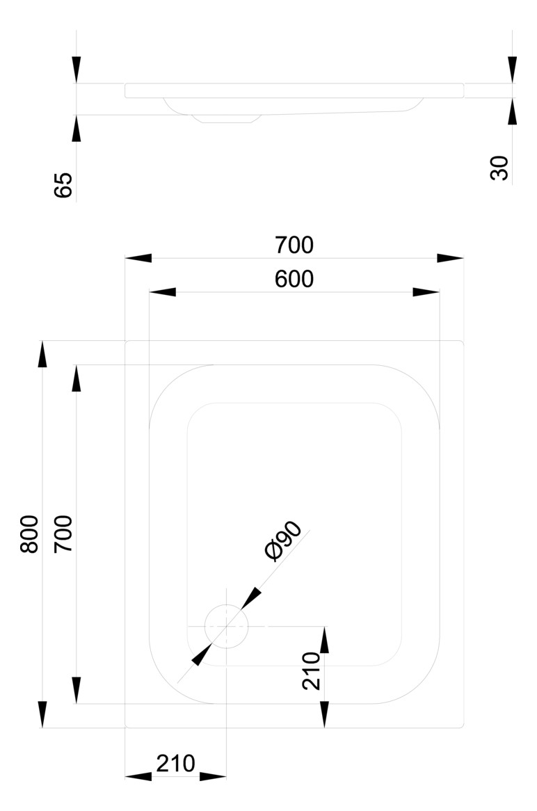 Duschwanne BetteSupra 5680 80x70x6,5cm, capri