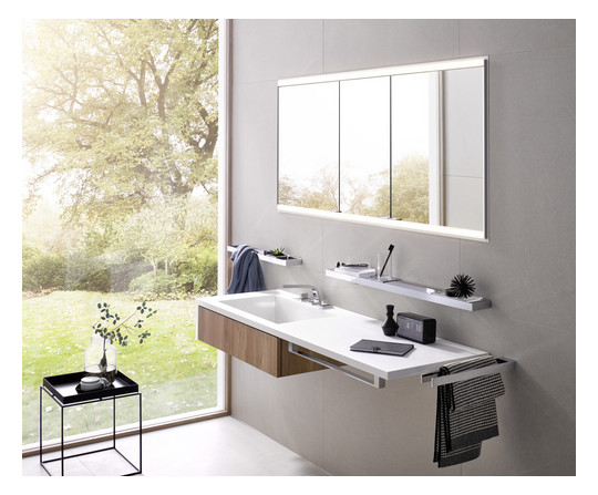 EMCO Reling-Set Liaison 01 chrom, für Waschtisch, mit Seifenspender und Glasschale tief