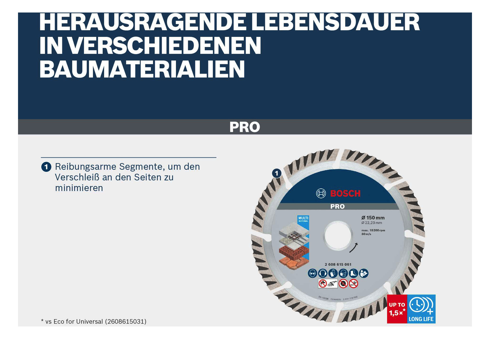 Diamant-Trennscheibe 150x10mm f.Beton f.Backstein Geeignet für bewehrten Beton