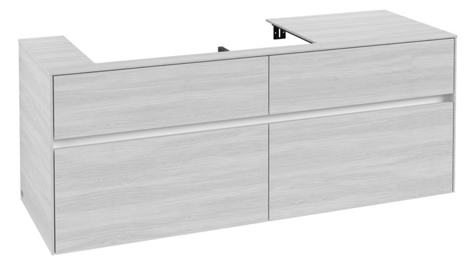 V&B Waschtischunterschrank Collaro 140x54,8x50cm, Waschtisch links, white wood V&B Waschtischunterschrank Collaro 140x54,8x50cm, Waschtisch links, white wood