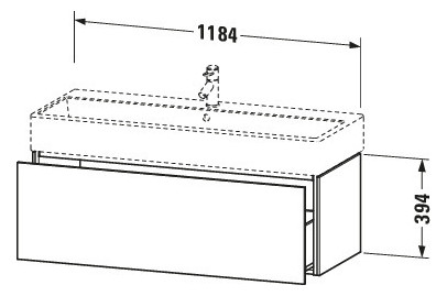 Duravit Waschtisch-Unterschrank L-Cube 118,4x 45,9 cm, eiche natur, 1 Auszug, wandhängend
