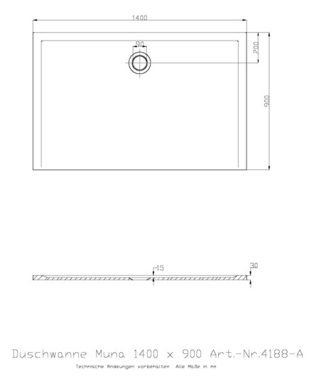 Hoesch Mineralguss-Duschwanne Muna 140 x 90 x 3 cm, weiß, Solique