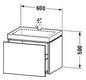 Duravit Waschtisch-Unterschrank c-bonded L-Cube 60 x 48 cm, ohne Hahnloch, amerikanischer nussbaum, 1 Auszug, wandhängend