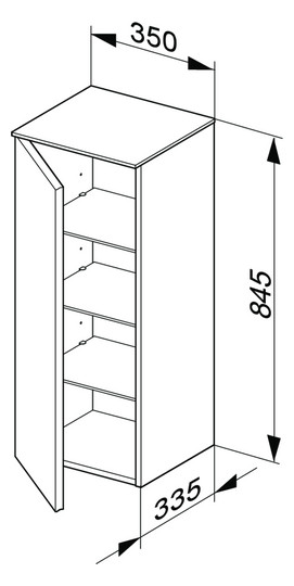 KEUCO Mittelschrank Royal Reflex 35x84,5x33,5cm, 1-türig, links, weiß/weiß
