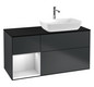 V&B Waschtisch-Unterschrank Finion 120cm, Abdeckplatte black matt, Regal White matt lacquer, Midnight Blue Matt Lacquer