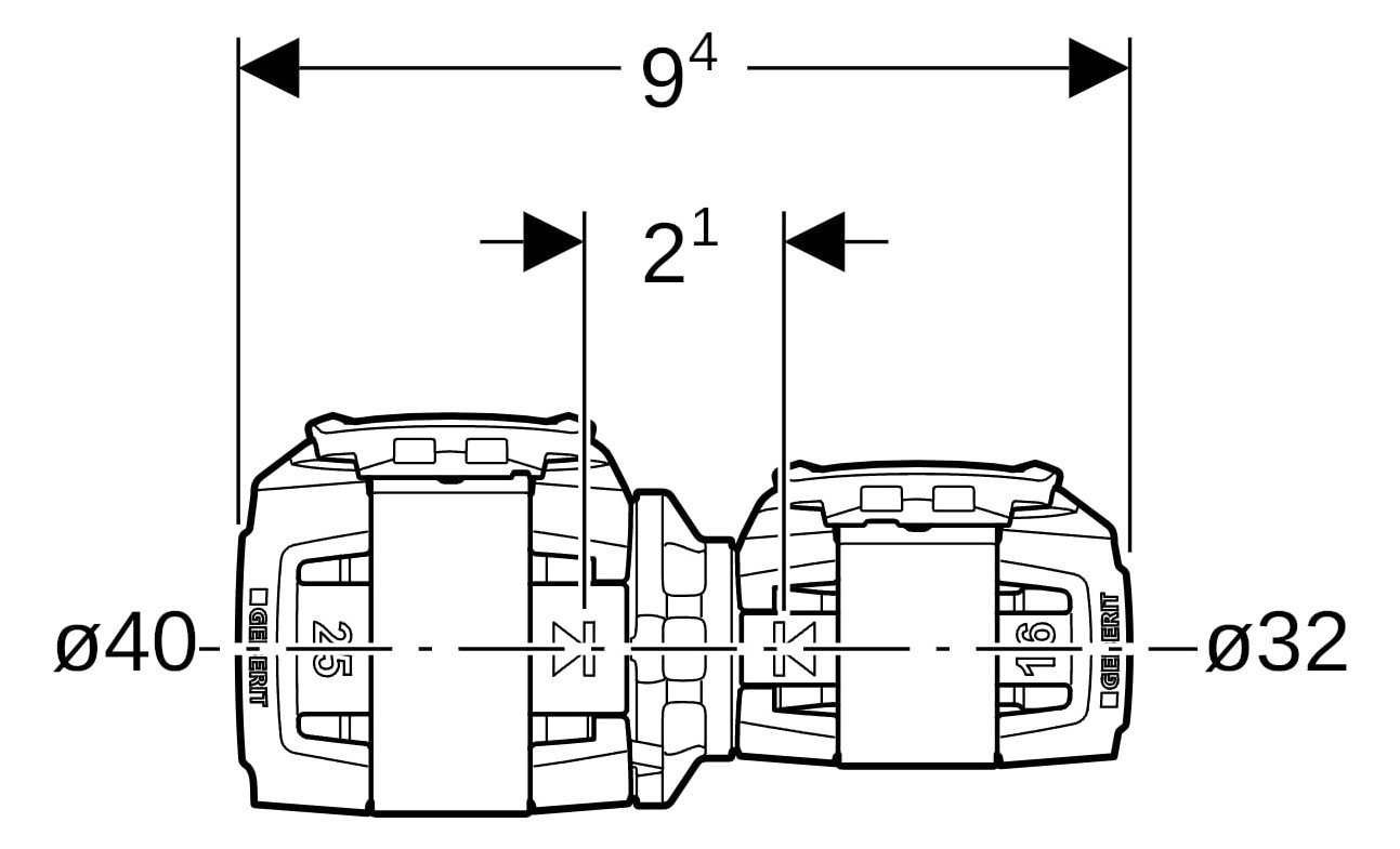 Geberit Reduktion FlowFit Ø 40 x 32 mm, PPSU