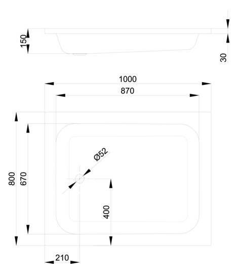 Duschwanne BetteQuinta 100x80x15cm, jasmin