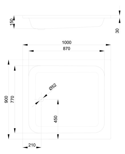 Duschwanne BetteQuinta 100x90x15cm, capri