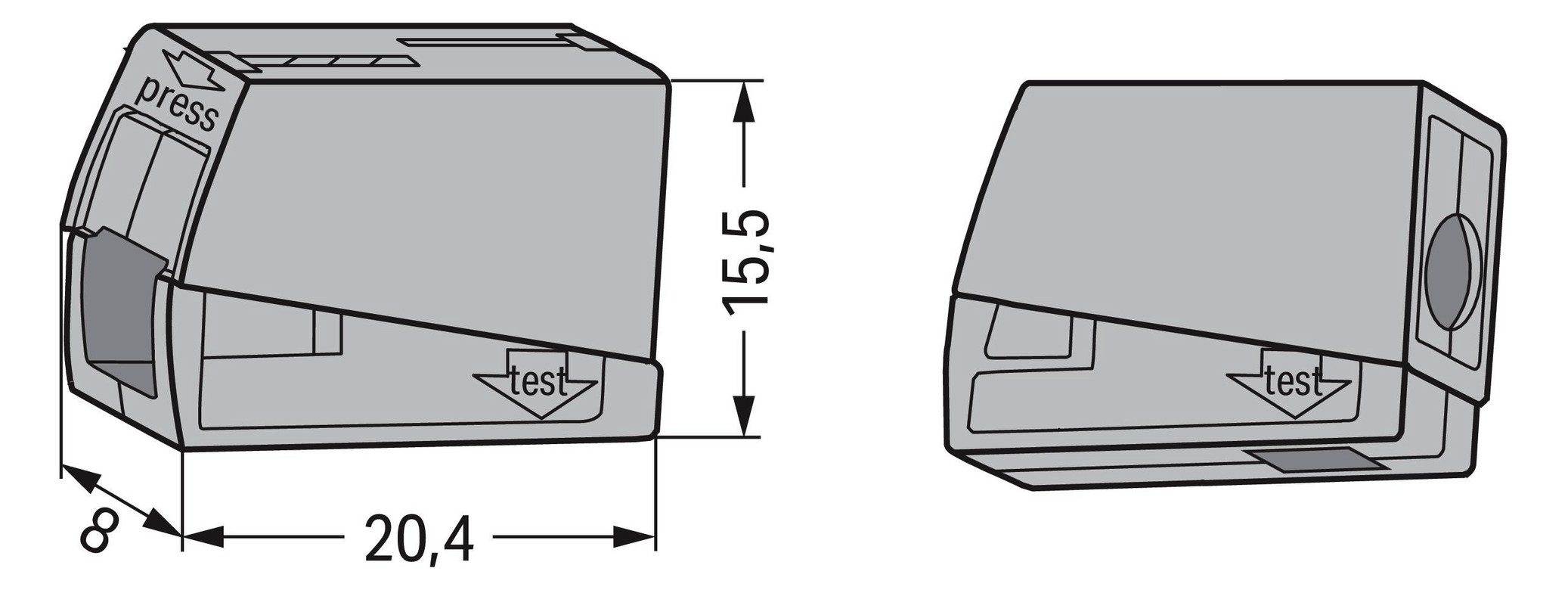 Leuchtenklemme 2f 400V 24 Serie 224 24A 0,5-2,5qmm gr f.Massivleiter 1-2,5qmm