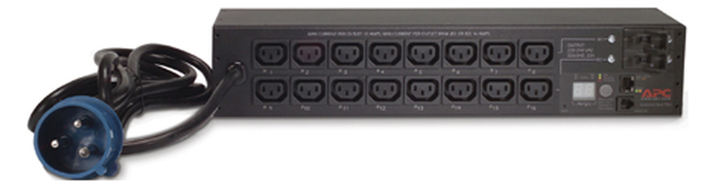 Rack-Stromverteilung 2HE 16Steckd 16xC13 230V Mit Sicherung m.Display m.LED-Anz