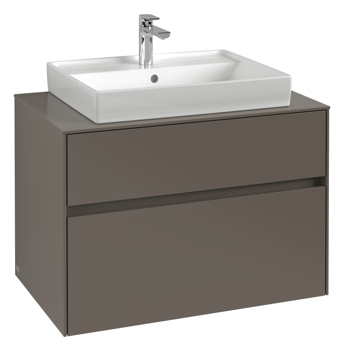 V&B Waschtischunterschrank Collaro 80x54,8x50cm, Waschtisch mittig, LED-Beleuchtung 5,7 W, glossy white