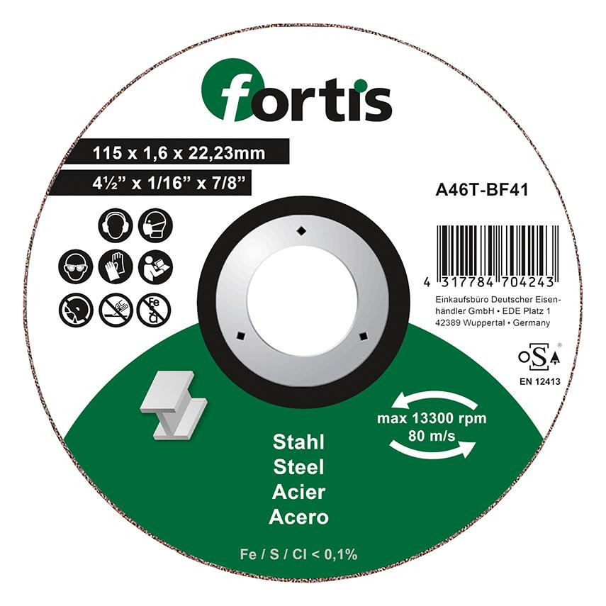 Bild Trennscheibe Stahl 115 x 1,6mm gerade FO RTIS - fortis-0