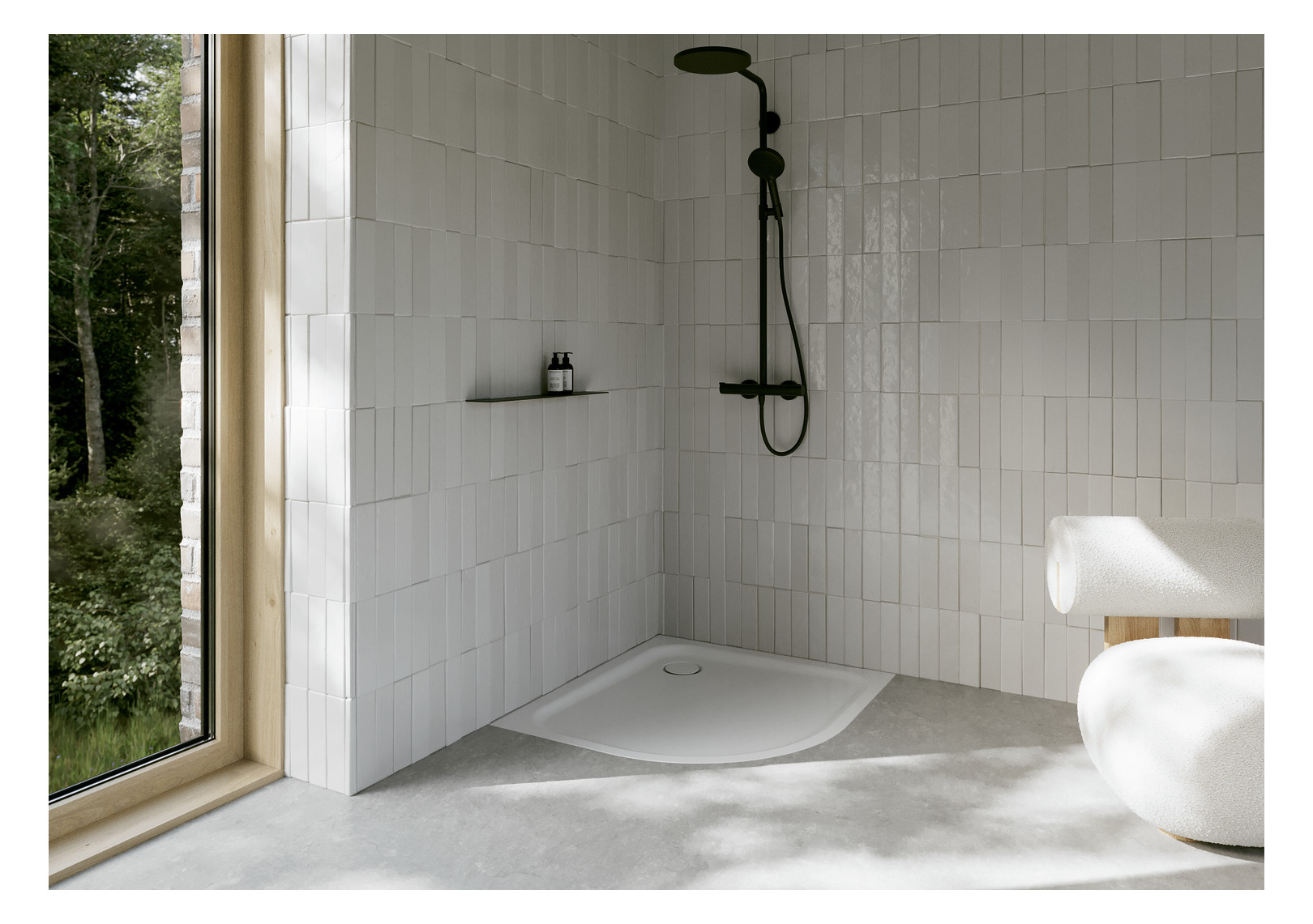 Duschwanne BetteCorner 8159 90x75x3,5cm, Glasur, edelweiß