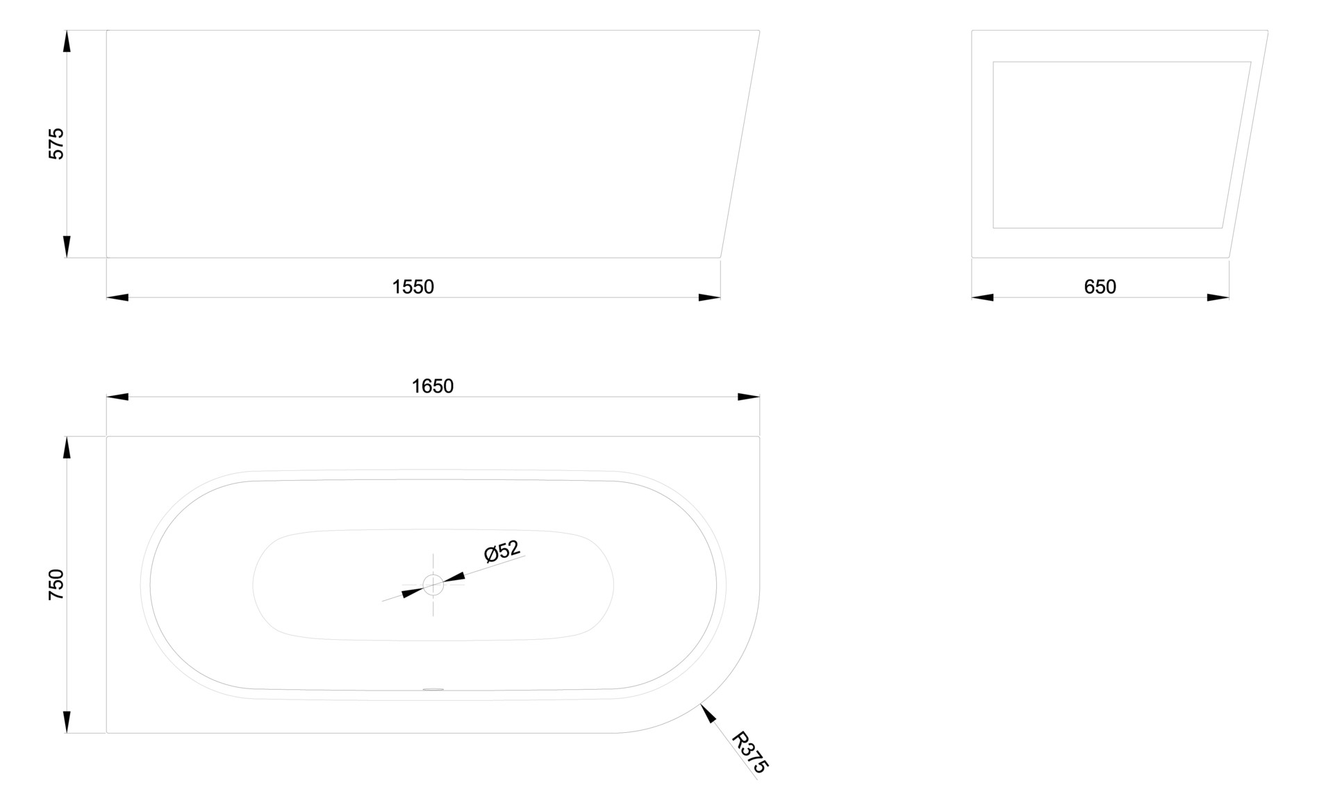 Badewanne BetteStarlet IV Silhouette-6650 starwhite, 165x75x42cm, mit Schürze