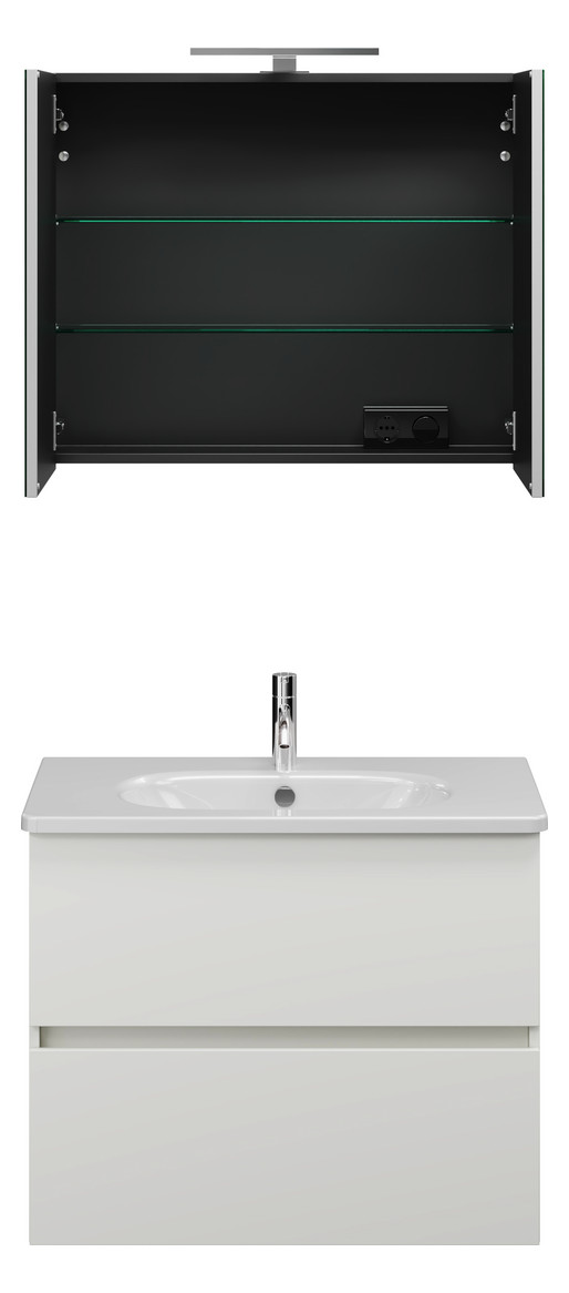 Burgbad Waschtisch-Kombination Rocio mit Spiegelschrank, 80,5 x 200 x 46,5 cm, Weiß Matt