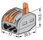 Steckklemme 3f 400V 32A Serie 222 lgr 0,08-2,5qmm m.BetätiHebel f.Massivleiter