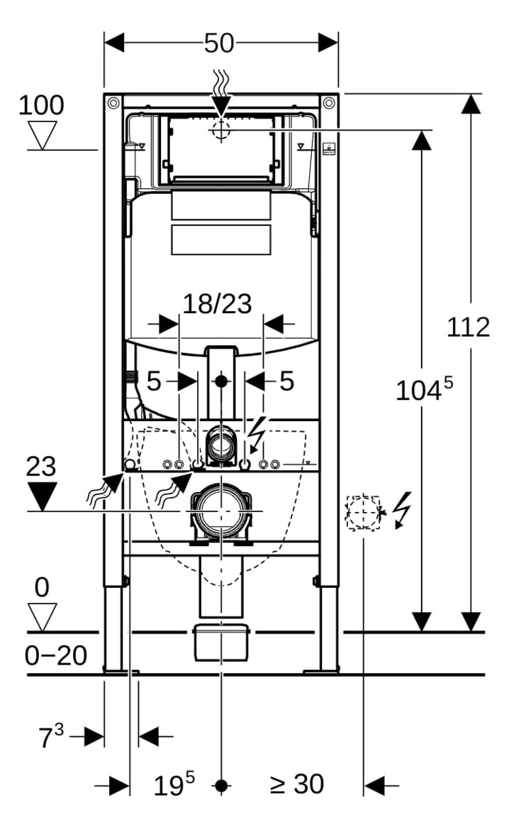 Geberit Wand-WC-Element Duofix für Sigma BH 112 cm, mit UP-Spülkasten 12cm, für Trockenbau