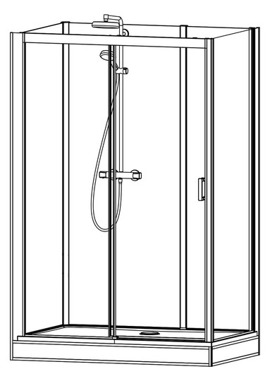 Roth Komplettdusche Vinata Spirit Eck 1560 x 777 x 2160 mm, ESG Rückwände anthrazit, ESG Schiebetür Flowdekor