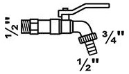 Bild MS Kugel-Auslaufhahn, ve vernickelt, 1/2 ""AG x 3/4""AG x 1/2""T - KIRCHHOFF-1