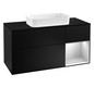 V&B Waschtisch-Unterschrank Finion 120cm, Abdeckplatte black matt, Regal rechts White matt lacquer, Black matt lacquer