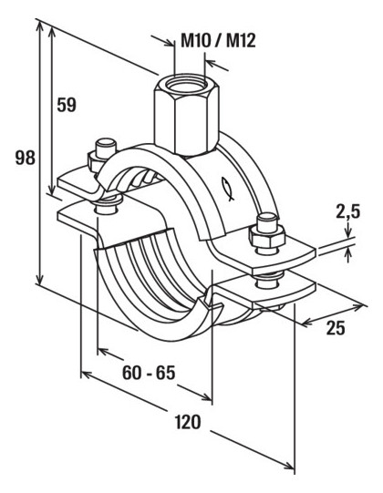 Bild Massivrohrschelle FR S M2 M10/M12 - fischer-3