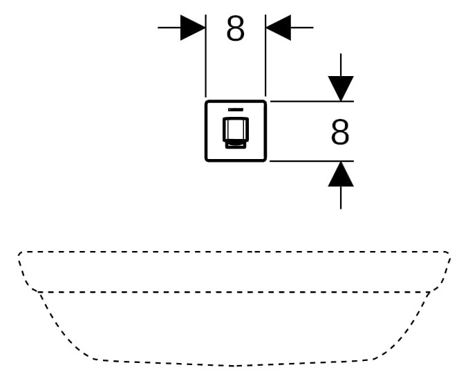 Geberit Infrarot-Waschtisch-Armatur Brenta 17 cm, Wandmontage, Netzbetrieb, UP-Funktionsbox, mit Thermostatmischer, hochglanz-verchromt