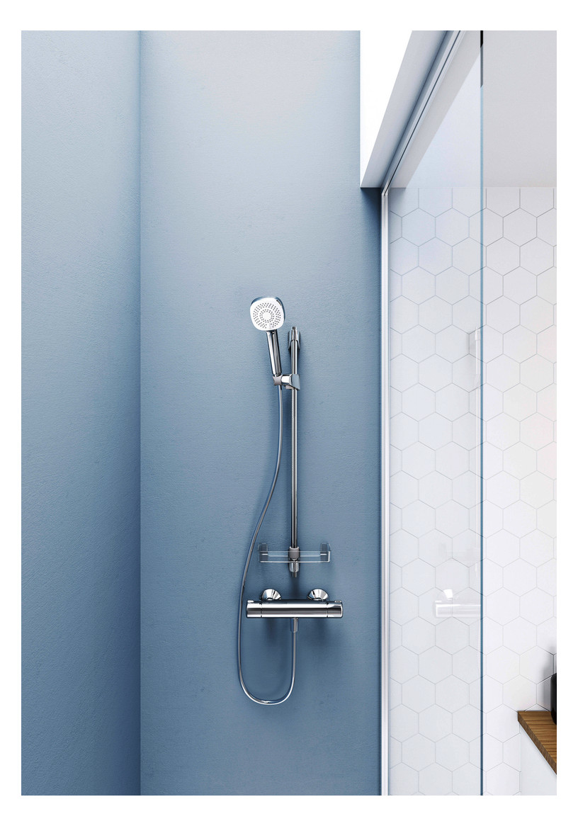 HANSA Brause-Thermostat HANSAMICRA AP, S-Anschlüsse, vertauschte Kalt-/Warmwasser-Anschlüsse, chrom